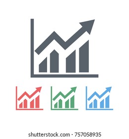 Graph with a growing arrow up. Vector illustration.