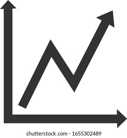 Graph of growing financial indicators filled icon. Vector icon from the business collection.
