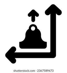 Graph with growth and decline curve, upward arrow solid icon, diagram concept, chart vector sign on white background, glyph style icon for mobile concept and web design. Vector graphics