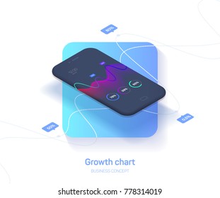 Graph of growth of economic indicators, concept for business, material design