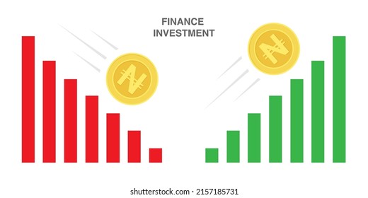 Gráfico de crecimiento y caída de la moneda, tipo de cambio. Auge y caída de Nigeria Naira 