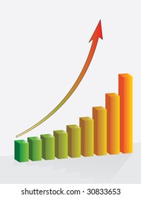 Graph the growth of financial success. Vector illustration