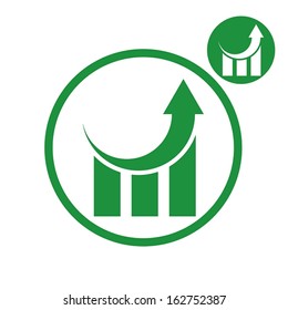 Gráfico de crescimento gráfico vetor simples ícone de cor única isolado no fundo branco, inclui versão invertida para você escolher.