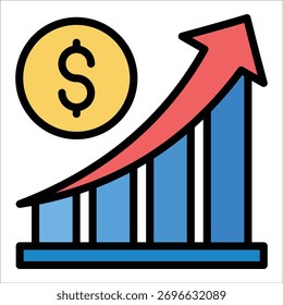 Graph Growth Icon Element For Design