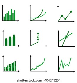 Graph growth icon set.