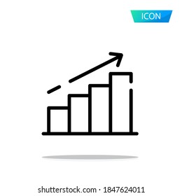 graph, growth icon vector isolated on white background.