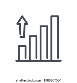 Graph growth line icon. Chart with arrow up vector outline sign.