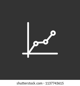 Graph growth line simple flat style outline icon on screen.