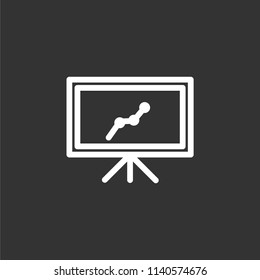 Graph growth line simple flat style outline icon on screen.