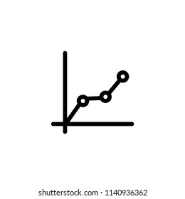 Graph growth line simple flat style outline icon on screen.