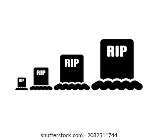 Graph of growth of mortality of population. Growing graves. Analytical illustration for infographics