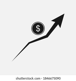 Graph growth vector icon isolated on white background.