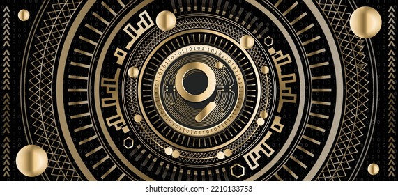 Graph GRT cripto moneda lujosa ilustración de fondo de vector ornamental dorado