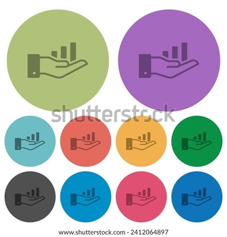 Graph in hand darker flat icons on color round background