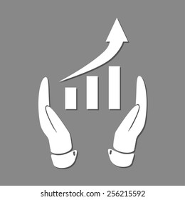 graph with hand icon