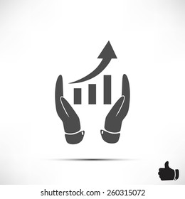 graph with hand icon