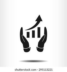 graph with hand icon