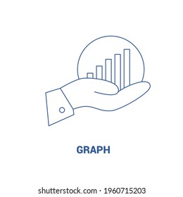Graph in hand outline icon, premium vector