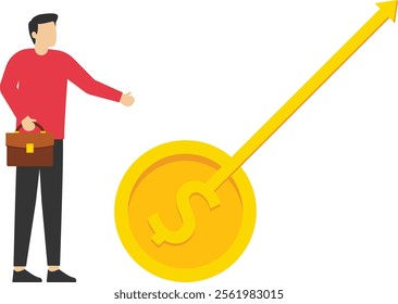 The graph has skyrocketed with investors money, Vector illustration design concept in flat style

