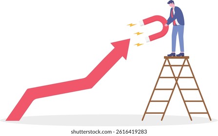The graph has skyrocketed with investors money, Vector illustration design concept in flat style

