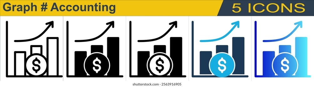 Graph icon with 5 styles (outline, solid, mixed, duotone and solid gradient)