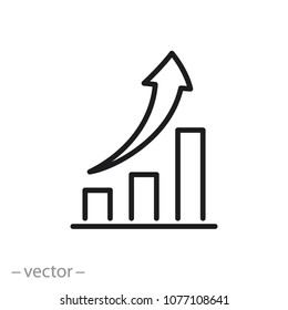 graph icon with arrow isolated on white background, chart image, vector illustration eps10