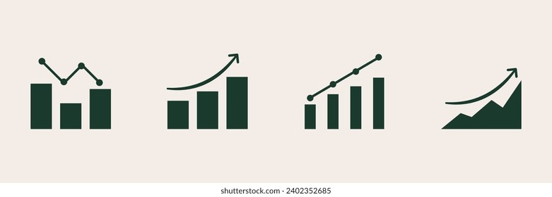 Graph icon and up arrow. Set collection. Diagram. Business. Vector illustration