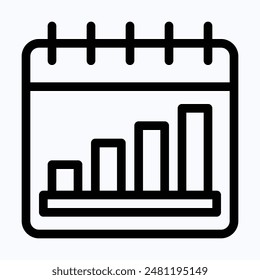 Graph Icon. Bar Chart Calendar Vector Icon, Lineal Vector Icon.
