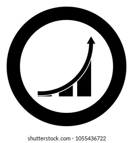 Graph icon black color in circle