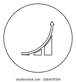 Graph icon black color in circle