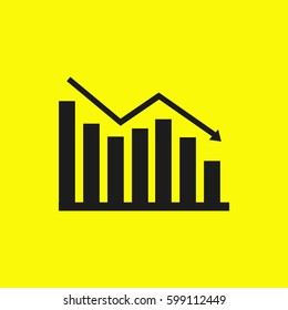 Graph Icon. Black icon on yellow background