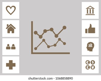 Graph Icon With Bonus Icons. Eps-10.