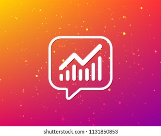 Graph icon. Business analytics chart symbol. Soft color gradient background. Speech bubble with flat icon. Vector