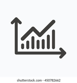 Graph icon. Business analytics chart symbol. Gray flat web icon on white background. Vector