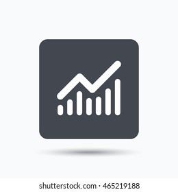 Graph icon. Business analytics chart symbol. Gray square button with flat web icon. Vector