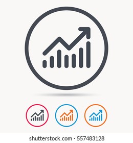 Graph icon. Business analytics chart symbol. Colored circle buttons with flat web icon. Vector