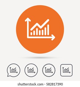 Graph icon. Business analytics chart symbol. Circle, speech bubble and star buttons. Flat web icons. Vector