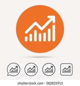 Graph icon. Business analytics chart symbol. Circle, speech bubble and star buttons. Flat web icons. Vector