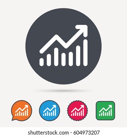 Graph icon. Business analytics chart symbol. Circle, speech bubble and star buttons. Flat web icons. Vector