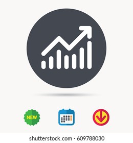 Graph icon. Business analytics chart symbol. Calendar, download arrow and new tag signs. Colored flat web icons. Vector