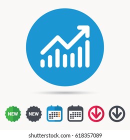 Graph icon. Business analytics chart symbol. Calendar, download arrow and new tag signs. Colored flat web icons. Vector