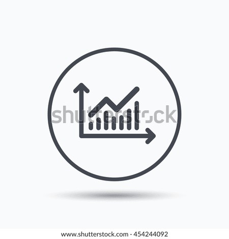 Graph icon. Business analytics chart symbol. Circle button with flat web icon on white background. Vector