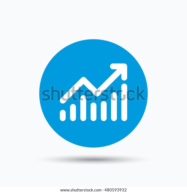 Graph Icon Business Analytics Chart Symbol Blue Circle Button With Flat Web Icon Vector