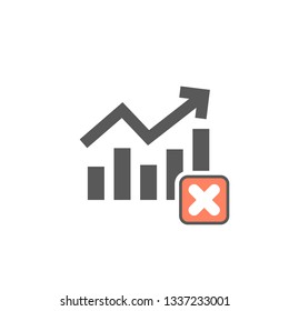 Graph icon with cancel sign. Graph icon and close, delete, remove symbol. Vector illustration