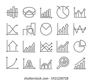 Graph icon. Chart and Graph line icons set. Vector illustration. Editable stroke.