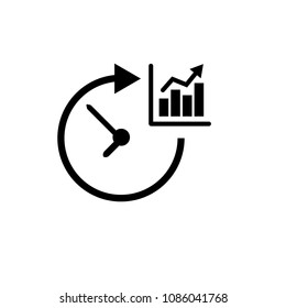graph icon and clock with rounded arrow