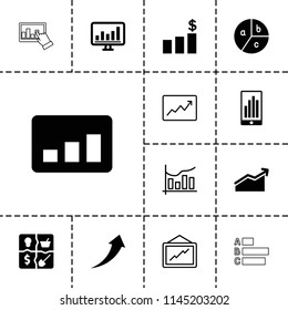 Graph icon. collection of 13 graph filled and outline icons such as chart, arrow up, money chart, marketing, pie chart. editable graph icons for web and mobile.