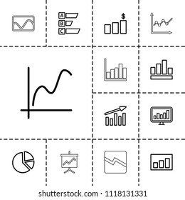 Graph icon. collection of 13 graph outline icons such as pie chart, chart. editable graph icons for web and mobile.