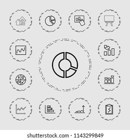 Graph icon. collection of 13 graph outline icons such as chart, pie chart, clipboard with chart, marketing, board. editable graph icons for web and mobile.