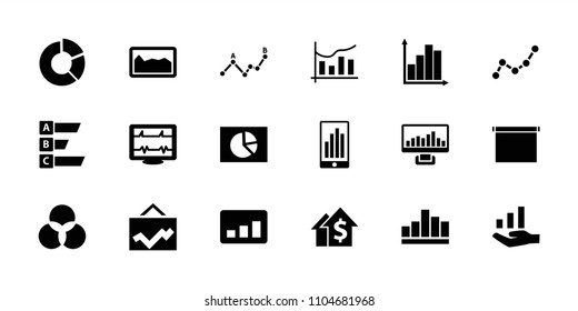 Graph icon. collection of 18 graph filled icons such as heartbeat, chart, pie chart, dolar growth, statistic. editable graph icons for web and mobile.